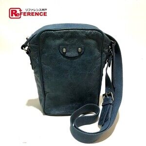 BALENCIAGA Reporter Shoulder Bag Leather Blue